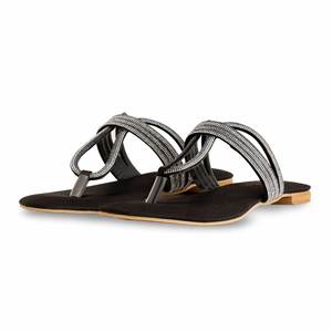 รองเท้าแตะส้นสูงแฟนซีสีดำของผู้หญิง FN0788 chappal - Product Image 3
