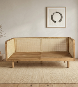 Sofá de Exterior Moderno Kana de 2 Plazas con Incrustaciones de Mimbre de Teca, Resistente al Agua, Multifuncional, para Hoteles Boutique - Product Image 2