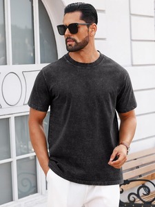 T-shirt Homme Unique Délavé à l'Acide, Coupe Ample, Manches Courtes, Motif Estompé, Style Audacieux - Product Image 3