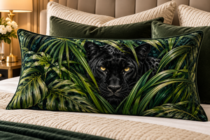 Funda de cojín de terciopelo con estampado de hojas de la selva de Pantera Negra, decoración moderna con diseño de animales - Product Image 3