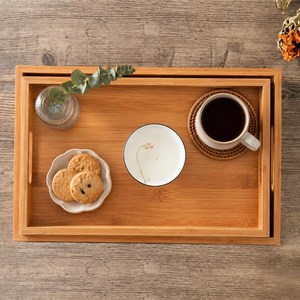 Bandeja de Servir de Bambú Hecha a Mano, Bandeja Rectangular de Madera para Desayuno con Asas - Product Image 5