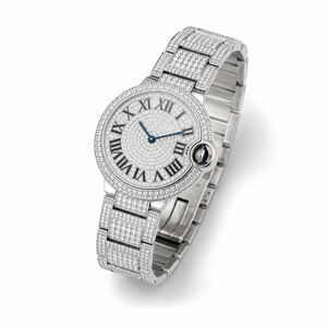 Reloj de Lujo de Alta Calidad con Incrustaciones de Moissanita, Acero Inoxidable, Esfera con Números Romanos, Unisex, Cuarzo, Resistente al Agua 3BAR - Product Image 3