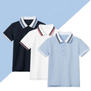เสื้อโปโลเด็กสีฟ้าอ่อนผ้าฝ้าย - คอปกสีกรมท่า แขนสั้น ชุดนักเรียนสำหรับนักเรียนประถม ชุดเด็ก - Product Image 3