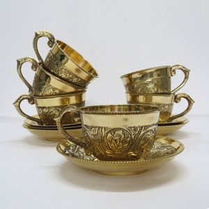 Premium Brass <b>Cup</b> and <b>Saucer</b> Set with Shiny Finish and Timeless Aesthetic for Elegant Serving and Memorable Moments - Product Image 2