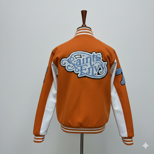 Yellow Varsity <b>Jacket</b> for <b>Men</b> Preppy Style Embroidered <b>Letter</b> SE Cross Design Turn-down Collar Regular Fit Autumn Wear - Product Image 6