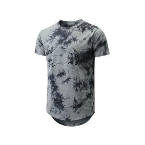 Men's <b>Black</b> White Abstract Print Short Sleeve O-Neck <b>T</b>-<b>Shirt</b> Regular Fit Casual Knitted <b>Long</b> Length Digital Print - Product Image 2