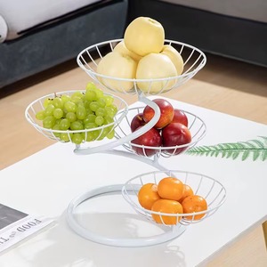 Custom Design Gold Plated Round Wrought Iron 3 Layered Fruit Object <b>Basket</b> Metal <b>Wire</b> <b>Storage</b> <b>Basket</b> <b>for</b> Home Hotel - Product Image 3