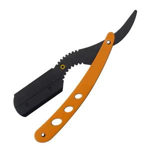 Navaja de Afeitar Profesional Plegable con Hoja de Acero Inoxidable y Mango de Plástico en Color Verde Naranja para Barbería - Product Image 4
