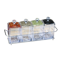 Ensemble de 4 pots à épices en acrylique durable Jack Worth avec support