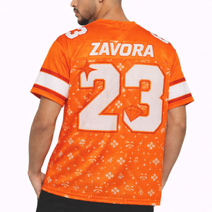Camiseta de fútbol americano de malla sublimable personalizable para hombre, estilo hip hop, cuello en V, estampado gráfico, talla grande, venta al por mayor - Product Image 2
