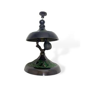 Campana de Oficina Decorativa de Latón Brillante y Verde, Accesorio Decorativo BL3 - Product Image 1