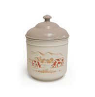 Pot de rangement en métal avec couvercle en bois motif abeille, forme cylindrique hermétique pour la conservation des aliments en cuisine, style minimaliste