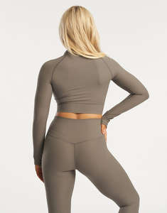 Women Plus Size Ribbed 2 Piece Yoga Set Thumbholes Full <b>Zip</b> Crop Jacket High Waist Shorts Seamless Breathable Fitness Activewear - Product Image 2
