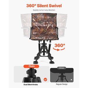 Chaise de chasse pivotante silencieuse à 360 degrés, cadre en acier robuste, pliable, portable, avec accoudoirs - Product Image 3
