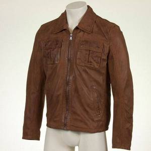 Blouson d'hiver en cuir unisexe grande taille personnalisé, imprimé, décontracté et tendance, avec col montant et motif patchwork color block - Product Image 1