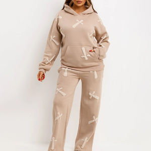 Conjunto de Pantalones y Sudadera con Estampado Personalizado, Chándal de Dos Piezas para Mujer, Sudadera Corta y Pantalones Deportivos de Alta Calidad - Product Image 1