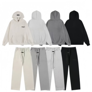 Ensemble sweat-shirt et pantalon de survêtement en coton unisexe pour hommes et femmes, streetwear décontracté avec logo ESS, tenue confortable en 2 pièces - Product Image 6