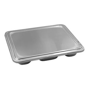 Plateau de service classique en acier inoxydable poli à 5 couches avec couvercle pour bureau et vaisselle - Product Image 6