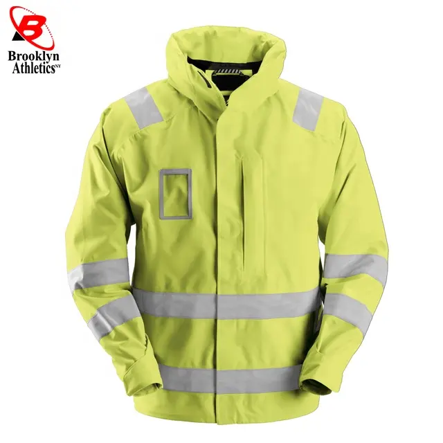 Mens Hi-Vis Safety Traffic Workwear Jacket Construction Jacket