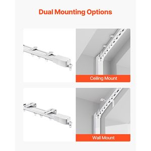 Rail de rideau électrique intelligent, longueur réglable de 71 à 118 pouces, tige motorisée, télécommande, montage mural ou au plafond, rideaux automatisés - Product Image 3