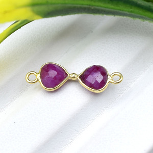 ตัวเชื่อมต่อเครื่องประดับรูปหัวใจทับทิม |   จี้หินสีแดงสำหรับงาน DIY - Product Image 2