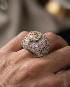 Hip Hop Iced Out <b>Ring</b> for <b>Men</b> Name Letter <b>Ring</b> with Cut Moissanite Luxury 925 Sterling Silver Rhodium Plated Engagement Gift - Product Image 1