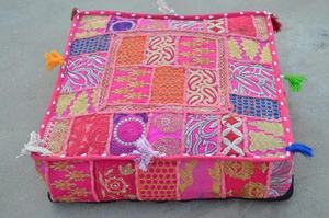 Cojines de suelo bohemios Funda de cojín decorativa Sari Patchwork Cojín - Product Image 2