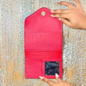 Women's Genuine Leather Fashion <b>Card</b> <b>Holder</b> <b>Wallet</b> Red Multi-<b>Card</b> Slots Cover Closure Daily Use Minimalist Style Short Length - Product Image 4