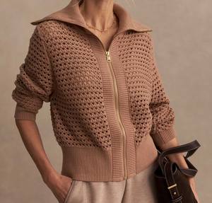 Pull en maille côtelée verticale pour femme avec fermeture éclair - Pull d'hiver amincissant - Pull doux et chaud de couleur unie pour femme - Respirant - Product Image 2