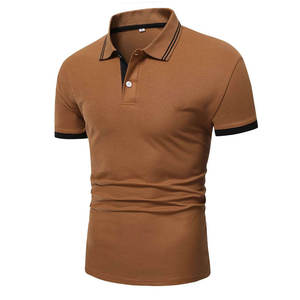 Polo uni pour homme, coupe ajustée, respirant, manches courtes, polo d'été tendance, nouveau polo pour homme, uni, décontracté, en coton - Product Image 2