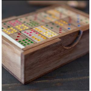 Juego de Dominó de Madera Premium con Puntos de Colores, Dominós Dobles 6 con Estuche de Madera, Juegos de Mesa Clásicos, Regalo para Familiares, Niños, Juguete Educativo - Product Image 2