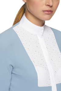 Haut d'équitation pour femme, chemise de concours unie à manches longues, coupe épaules tombantes, couleur personnalisable - Product Image 5