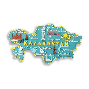 Bay terek 3D Country Flag Design Benutzer definierte Metall Werbe Kühlschrank Magnet für Kasachstan Tourist Souvenir