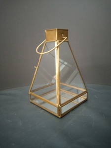 Artisan Design Irregular <b>Brass</b> <b>Lantern</b> with Glass Panels Handmade Home Decoration Candle Holder Tapper Model L118 - Product Image 5