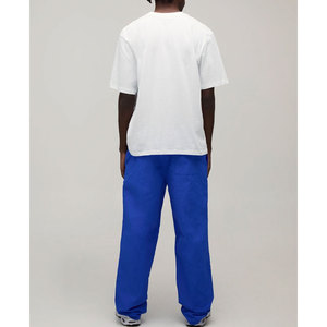 Pantalon de survêtement bleu pour homme avec bande latérale blanche, taille élastique, décontracté, pour le printemps - Product Image 3