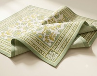Ensemble de 6 sets de table carrés en coton lavable, faits main, à imprimé floral vert, pour table à manger, vente en gros de linge de table