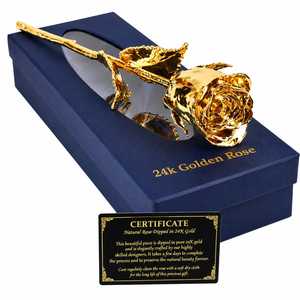 ของขวัญวันวาเลนไทน์ วันแม่ วันพ่อ วันคริสต์มาส วันปีใหม่ - กุหลาบแท้เคลือบทองคำ 24k งานแฮนด์เมด สำหรับตกแต่งภายใน/ภายนอก - Product Image 2