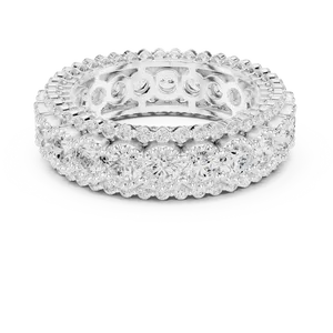 Anillo Unisex de Plata 925 con Tres Filas de Diamantes Redondos Cultivados en Laboratorio, Estilo Cóctel, para Aniversario, Boda, con un Toque Brillante - Product Image 3