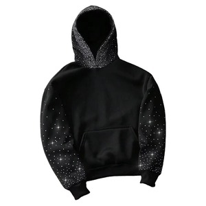 เสื้อฮู้ดดี้ผู้ชายแบบใหม่ บริการ OEM ออกแบบเองได้ ผ้าเฟรนช์เทอร์รี่ สตรีทแวร์ หนานุ่ม ประดับเพชร ผ้าฝ้าย เหมาะสำหรับฤดูหนาว - Product Image 2