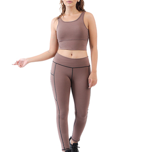 Conjunto de Yoga de 2 Piezas para Mujer, Estampado a Cuadros, Leggings de Cintura Media, Top Corto sin Mangas, Ecológico, Talla Grande, Transpirable, de Secado Rápido - Product Image 1