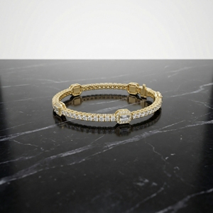 Pulsera de Eslabones de Cadena con Diamantes Geométricos en Oro Rosa, Diseño Clásico Moderno en Plata de Ley, Regalo para Mujer, Boda, Fiesta - Product Image 5