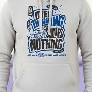 <b>Mens</b> Graphic Hoodie <b>Grey</b> French Terry Slogan Pullover Cotton Fleece <b>Sweatshirt</b> Apparel Manufacturer - Product Image 3