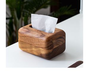 Caja de pañuelos de madera estilo rústico con superficie pulida lisa para decoración del hogar - Product Image 3
