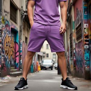 กางเกงวิ่งขาสั้นผ้าฝ้ายขนแกะสำหรับผู้ชายกางเกงเทอร์รี่ผ้าเฟรนช์เทรนนิ่งแบบลำลองสำหรับ100% งานตามสั่งลายพื้น - Product Image 2