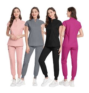 Unisex Green V-Neck Cotton Woven Medical <b>Scrub</b> <b>Top</b> Needle Detection WARPRO INDUSTRY Hospital Uniform - Product Image 5