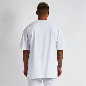 T-shirt à la mode 100% coton pour hommes surdimensionné compte-gouttes épaule qualité de luxe 300 grammes blanc logo personnalisé Desgin t-shirt pour hommes - Product Image 6