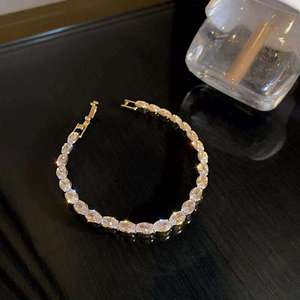 Lab Grown Diamond Tennis Bracelet Set Mix Fancy Cut 18K Gold Plated Link Bracelets Unisex Elegant Stackable Wedding <b>Gift</b> - Product Image 5