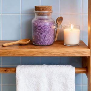 Sel de Bain Bio Végan Relaxant avec Cuillère en Bois, Pot en Liège, Sel Minéral Naturel, Vente en Gros, Marque Privée - Product Image 6