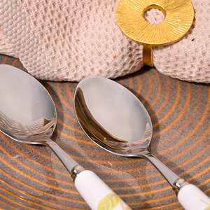 Juego de 2 cucharas de cerámica con mango de lavanda para cena, postre, sopa y té, de estilo moderno, para uso comercial en hoteles - Product Image 4