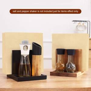 Porta servilletas de madera para salero y pimentero, adecuado para cocina, restaurante, decoración del hogar. - Product Image 4